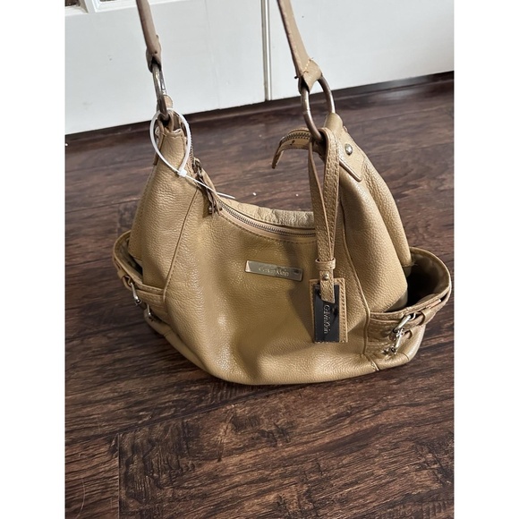 Calvin Klein Tan Leather Hobo Bag with Gold Accents - Picture 1 of 6
